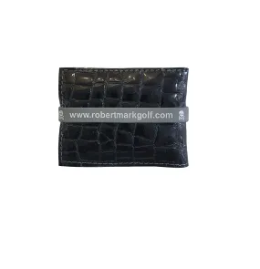 NEW! RMG Black Patent Leather Alligator Embossed / Tiffany Blue Leather Cash Cover/ Wallet