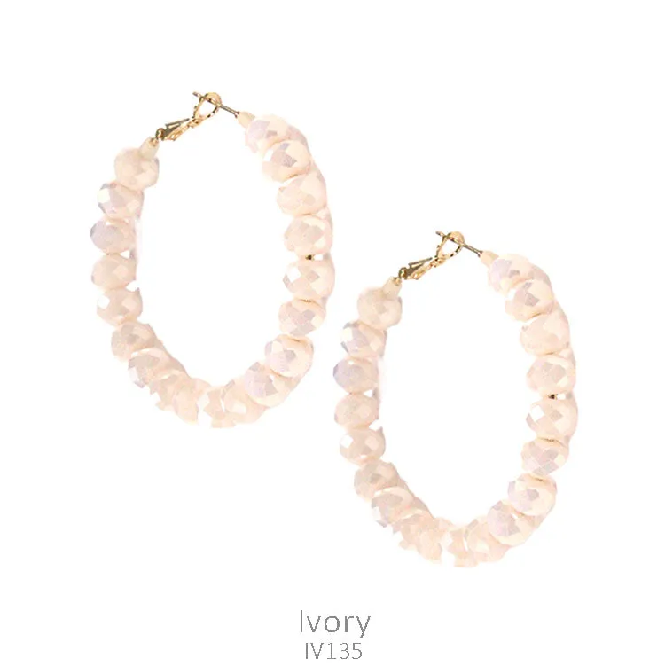 Nude Crystal Beaded Hoop earrings