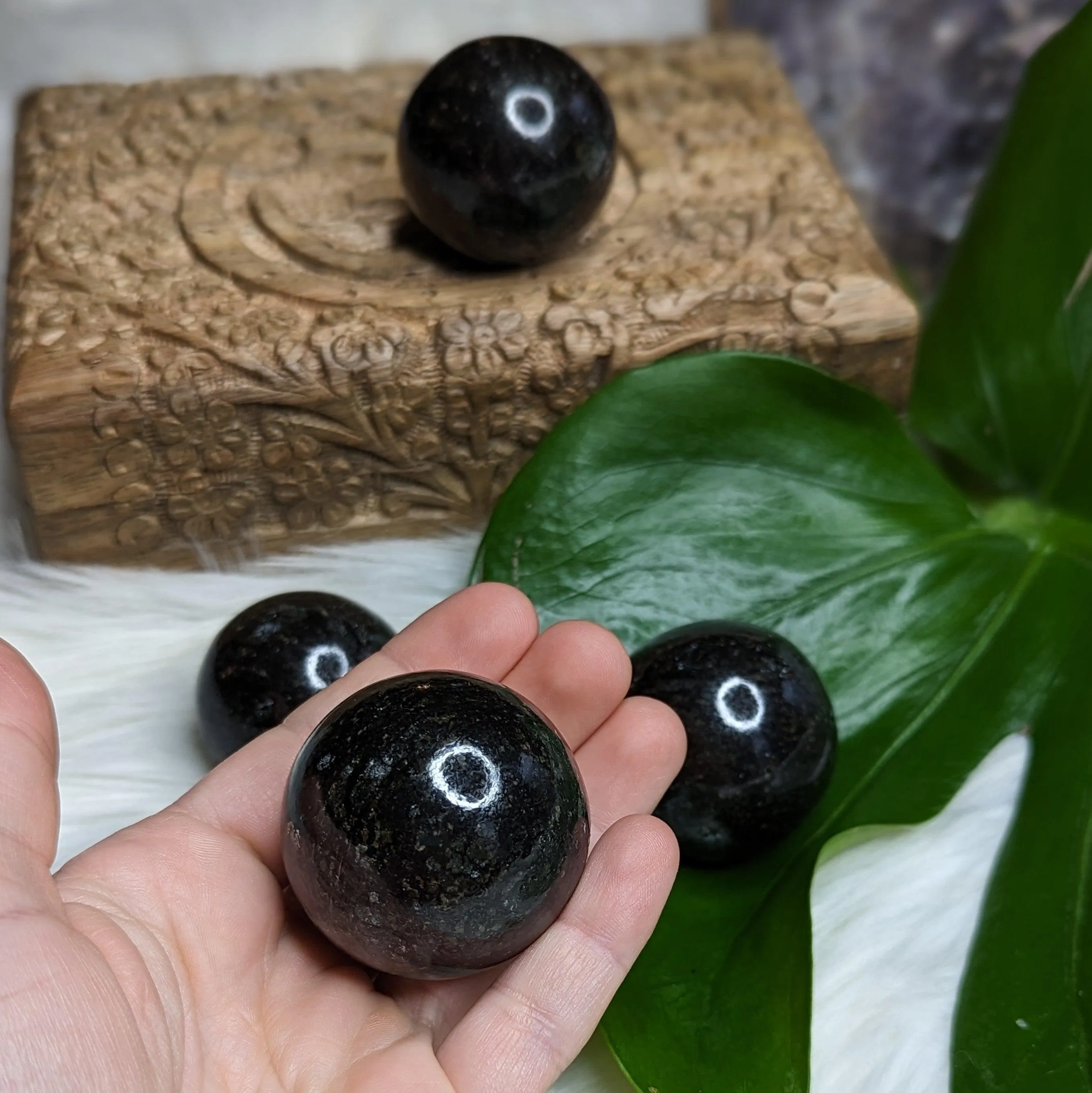 Nuumite Sphere Carving~ Dazzling, Spiritually Grounding