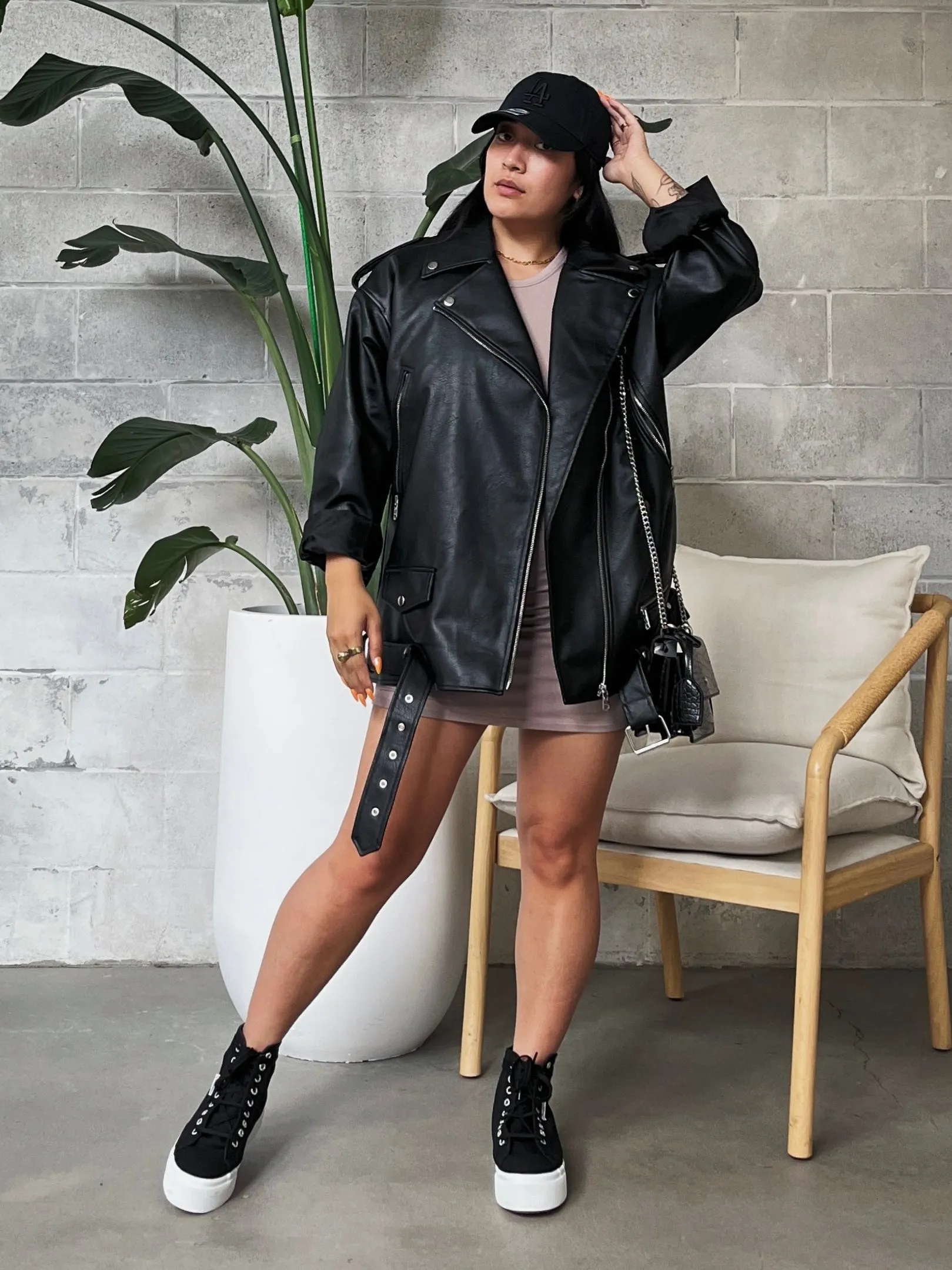 ONLY Sawyer Oversized Faux Leather Long Jacket