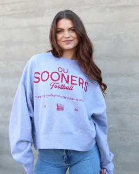 OU Sooners Shot Off Gray Oversized Crew Sweatshirt