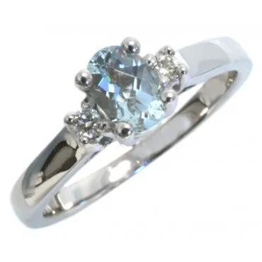 Oval Aquamarine and Diamond ring