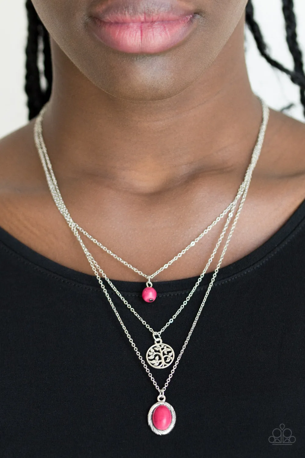 Paparazzi Accessories - Southern Roots #N370 Box 4 - Pink Necklace