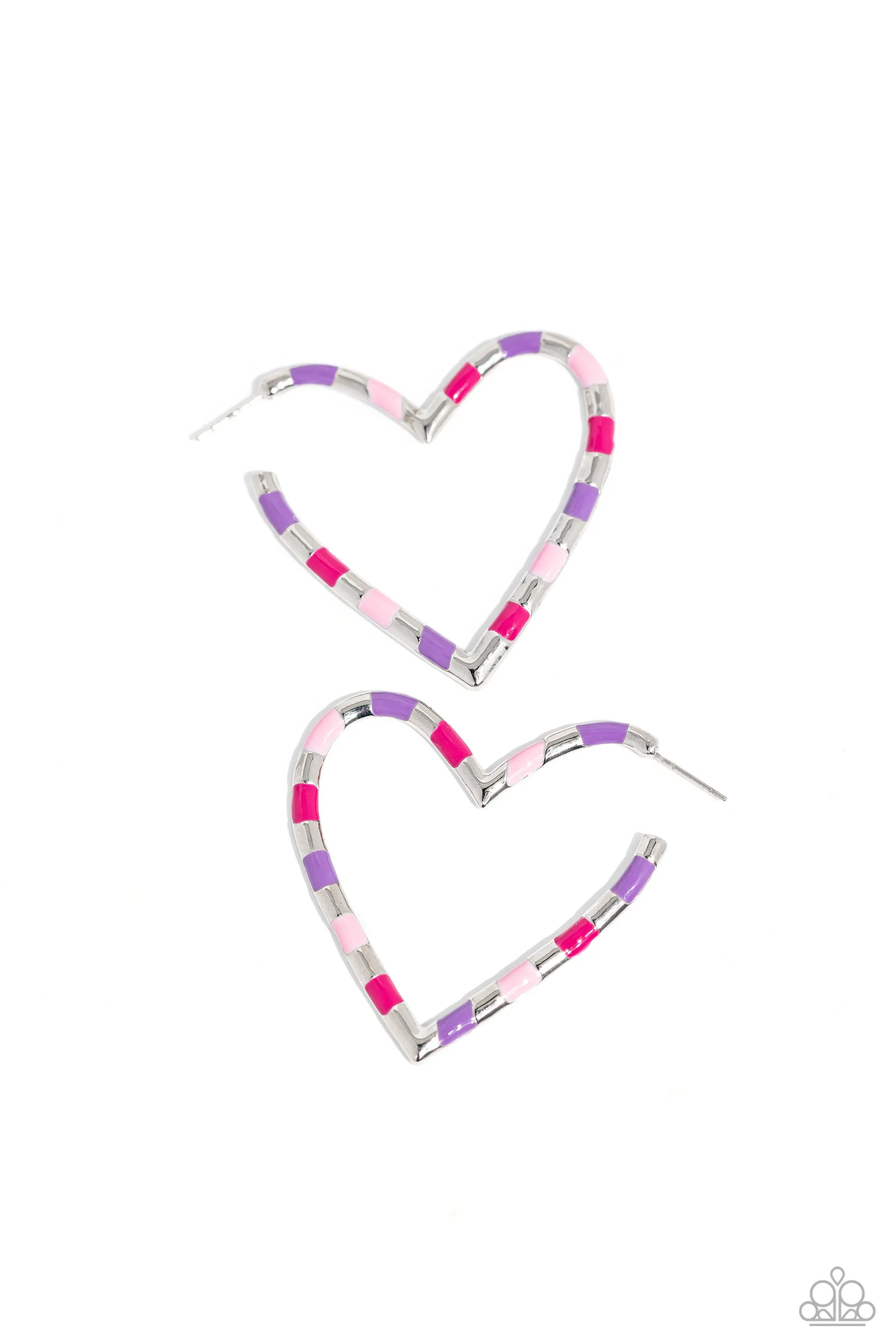 Paparazzi Striped Sweethearts Pink Post Earrings