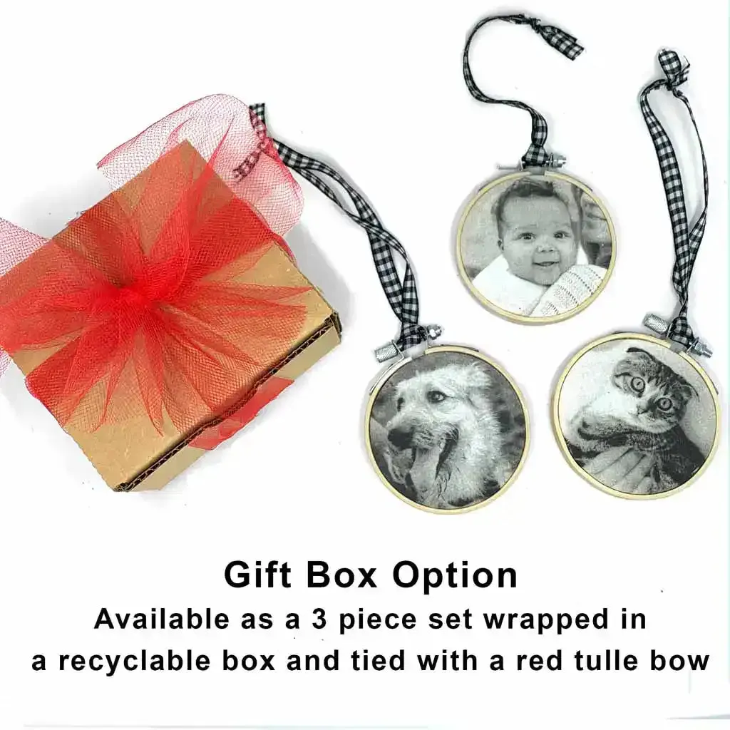 Personalized Photo Ornaments with Your Photos in a Gift Box Set of 3