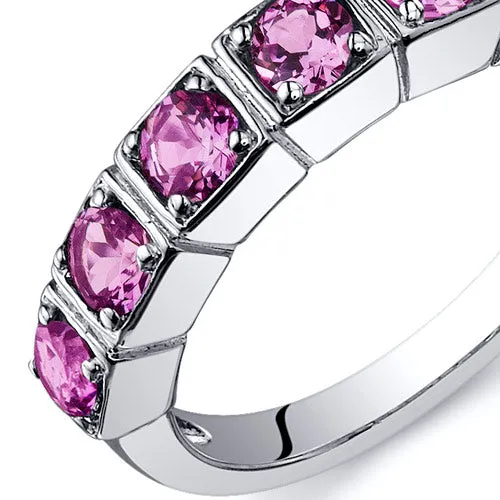 Pink Sapphire Ring Sterling Silver Round Shape 1.75 Carats Size 7