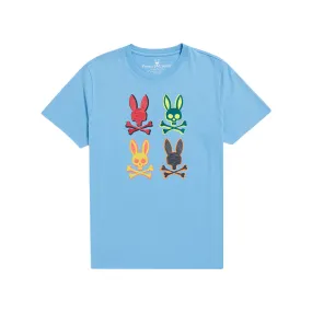 Psycho Bunny Bennett Multi Bunny Graphic Tee in Glacial Blue