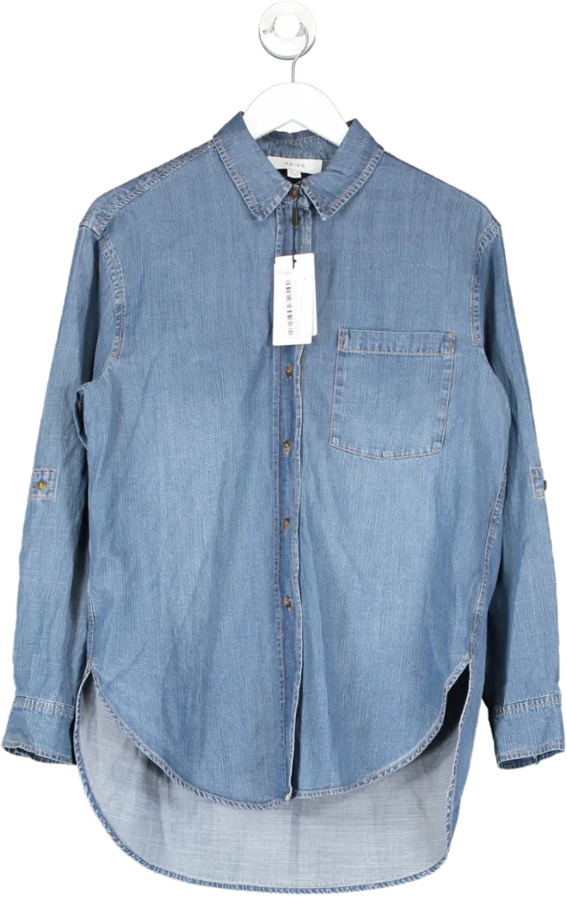 REISS Blue Carter Denim Shirt UK 8