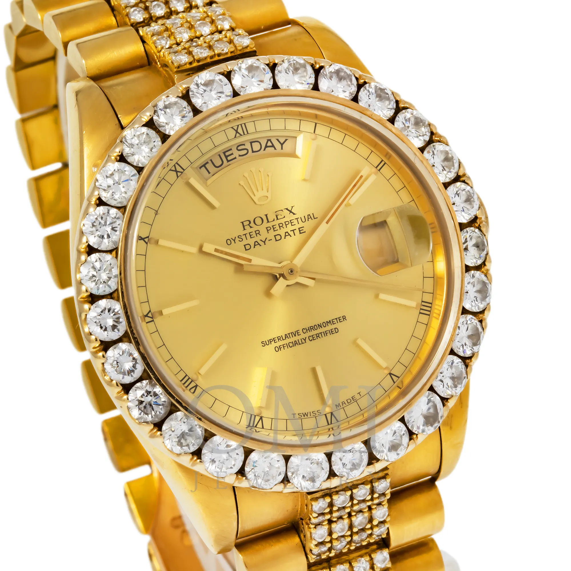 ROLEX DAY-DATE 18078 36MM CHAMPAGNE DIAL AND DIAMOND BEZEL