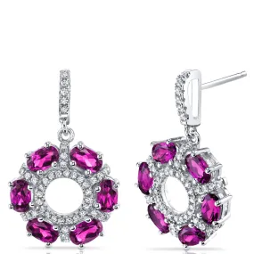 Ruby Dahlia Drop Earrings Sterling Silver 3 Carats