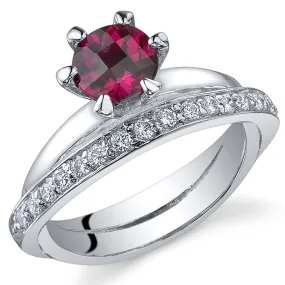 Ruby Ring Sterling Silver Round Shape 1 Carat Size 8