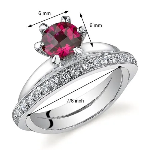 Ruby Ring Sterling Silver Round Shape 1 Carat Size 8