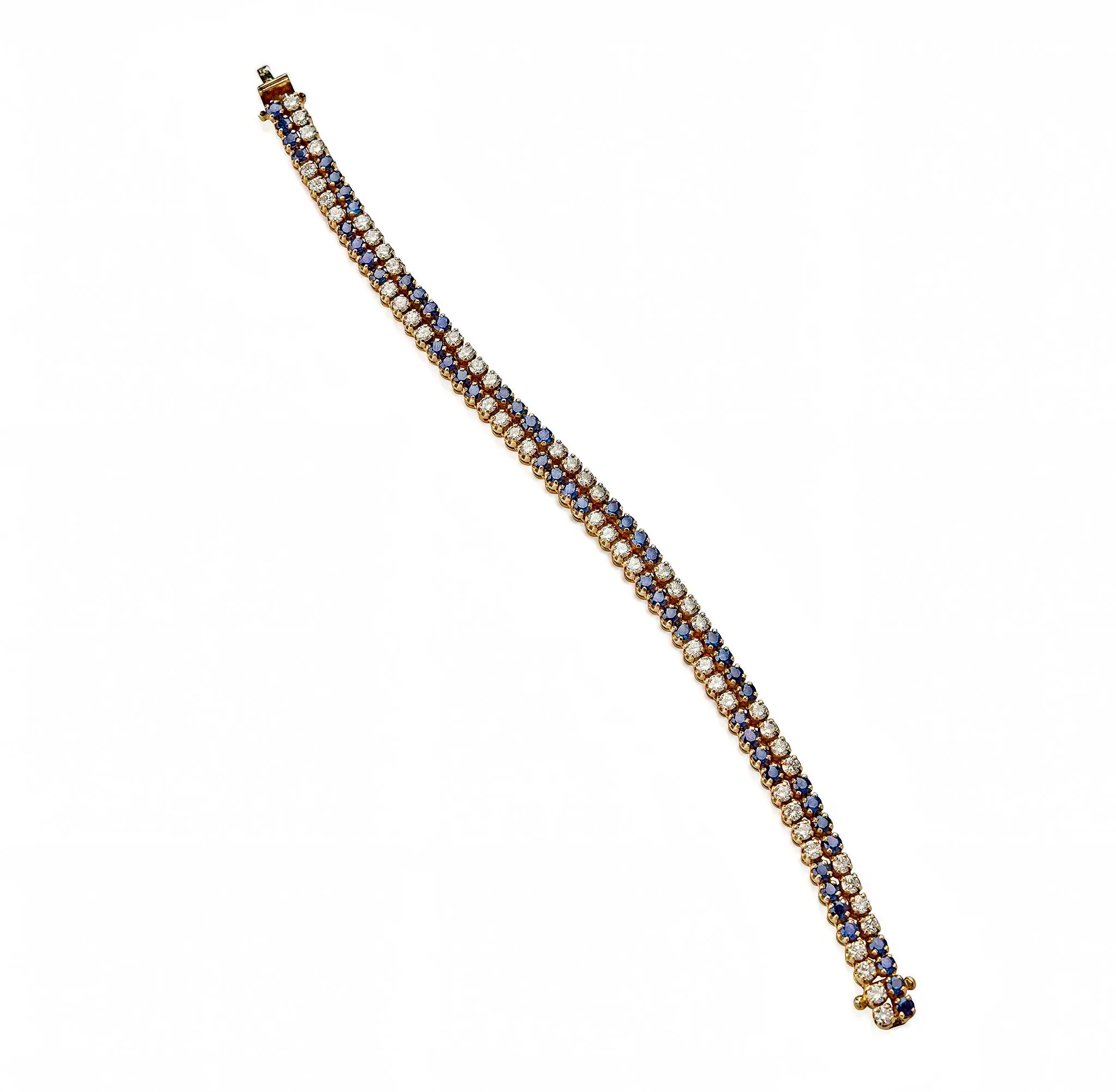 Sapphire and Diamond Double Line Bracelet