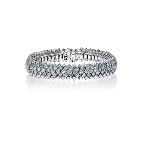 Sawyer 11 Carat Earth Mined Round Brilliant 3 Rows Diamond Bracelet in 18k White Gold