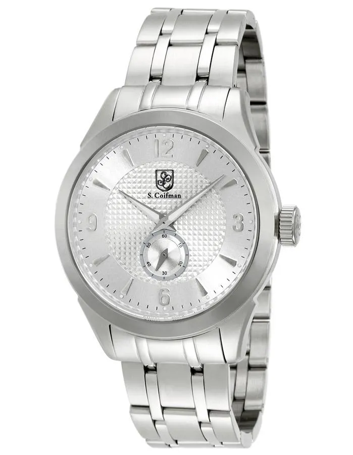 S.Coifman Mens Slim Dress Watch - Silver Dial - Stainless Steel Case & Bracelet