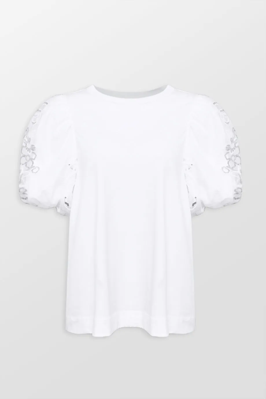 Sequin Tulle Puff Sleeve A-Line T-Shirt