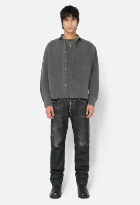 Solid Hemi Oversized Shirt / Washed Black