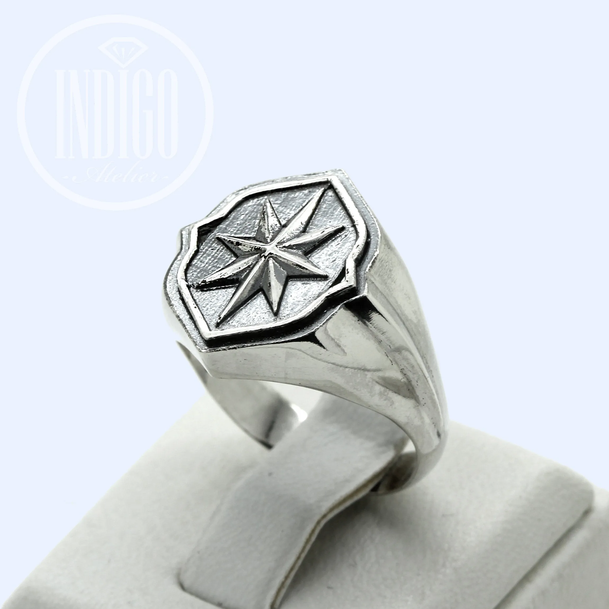 Star of Bethlehem Symbol Unisex Men's Women Ring Silver 925