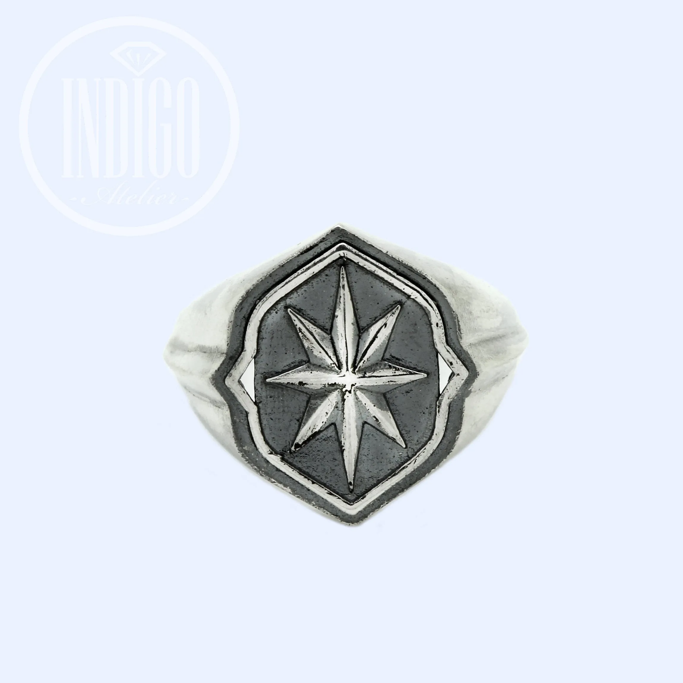 Star of Bethlehem Symbol Unisex Men's Women Ring Silver 925