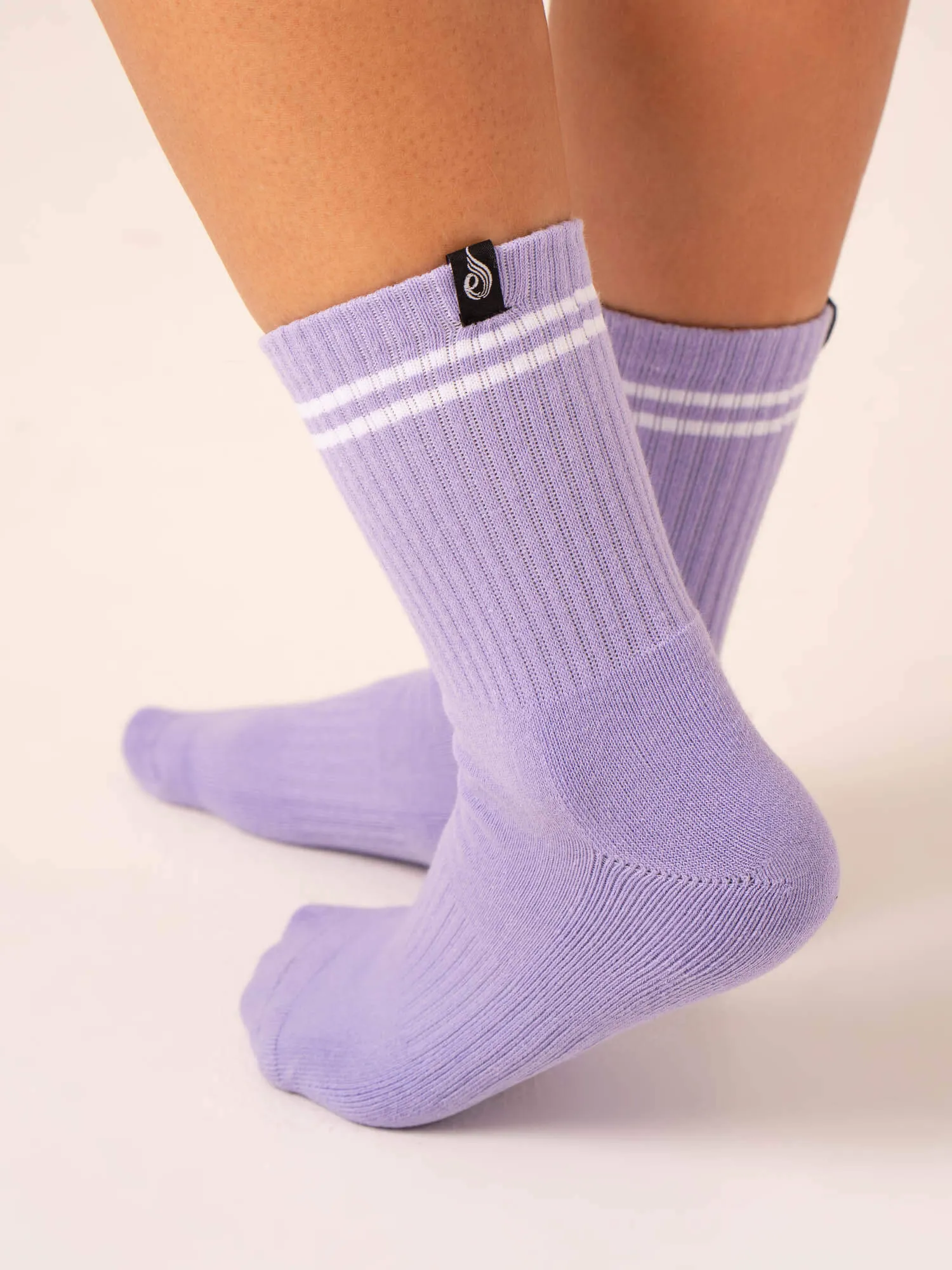 Stripe Crew Socks - Hot Pink/Lavender