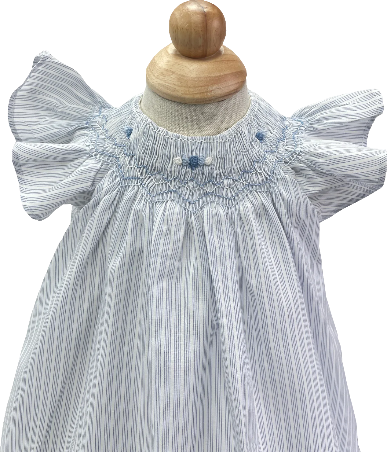 Tartine et Chocolat Blue Lavande Striped Embroidered Smocked Dress 0-3 Months