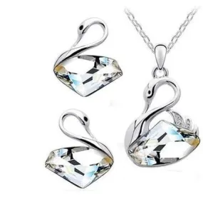 The Crystal Swan Earring and Necklace Set