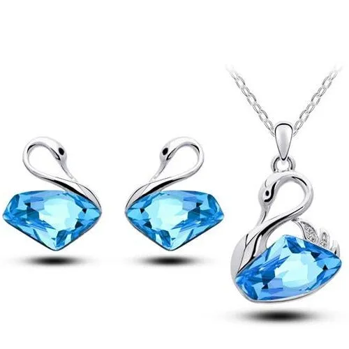 The Crystal Swan Earring and Necklace Set