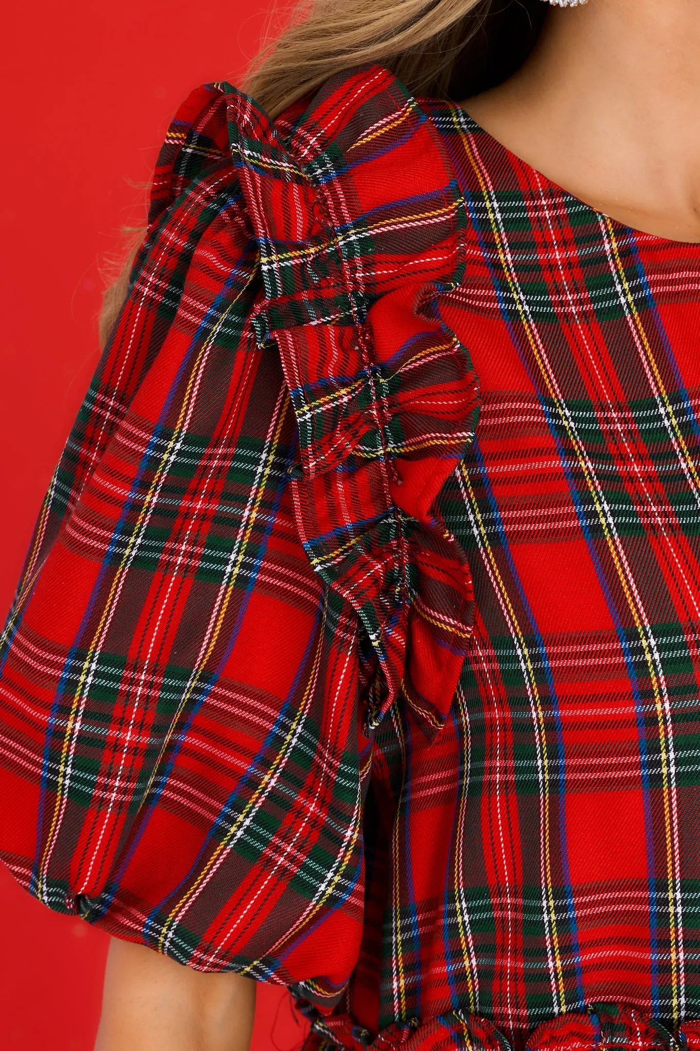 The Gift Of You Red Plaid Dress