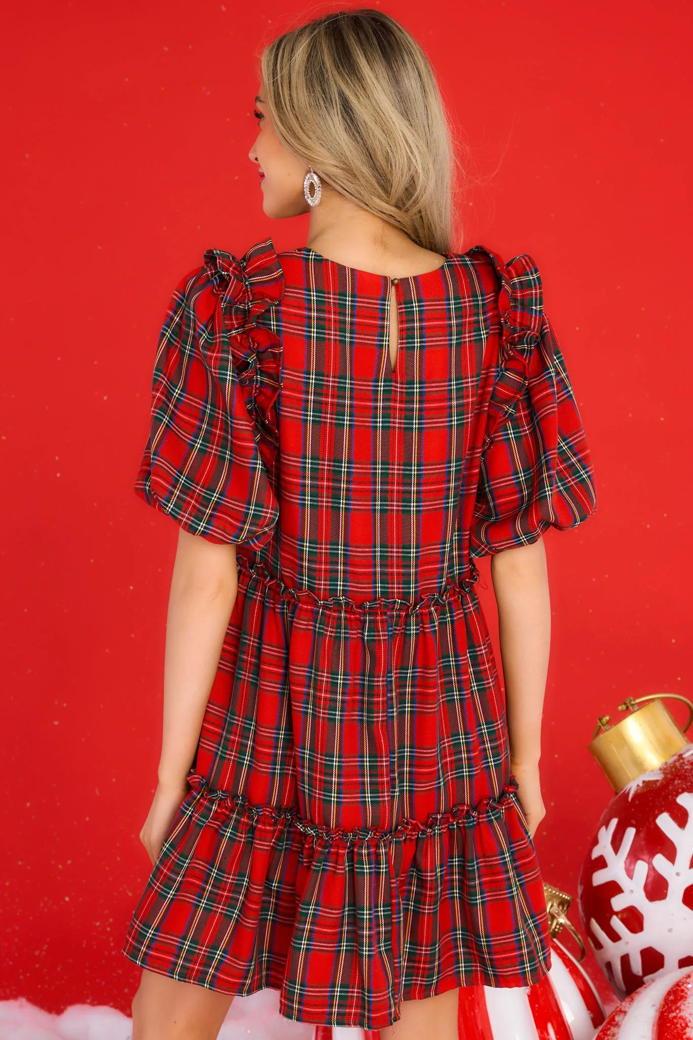 The Gift Of You Red Plaid Dress