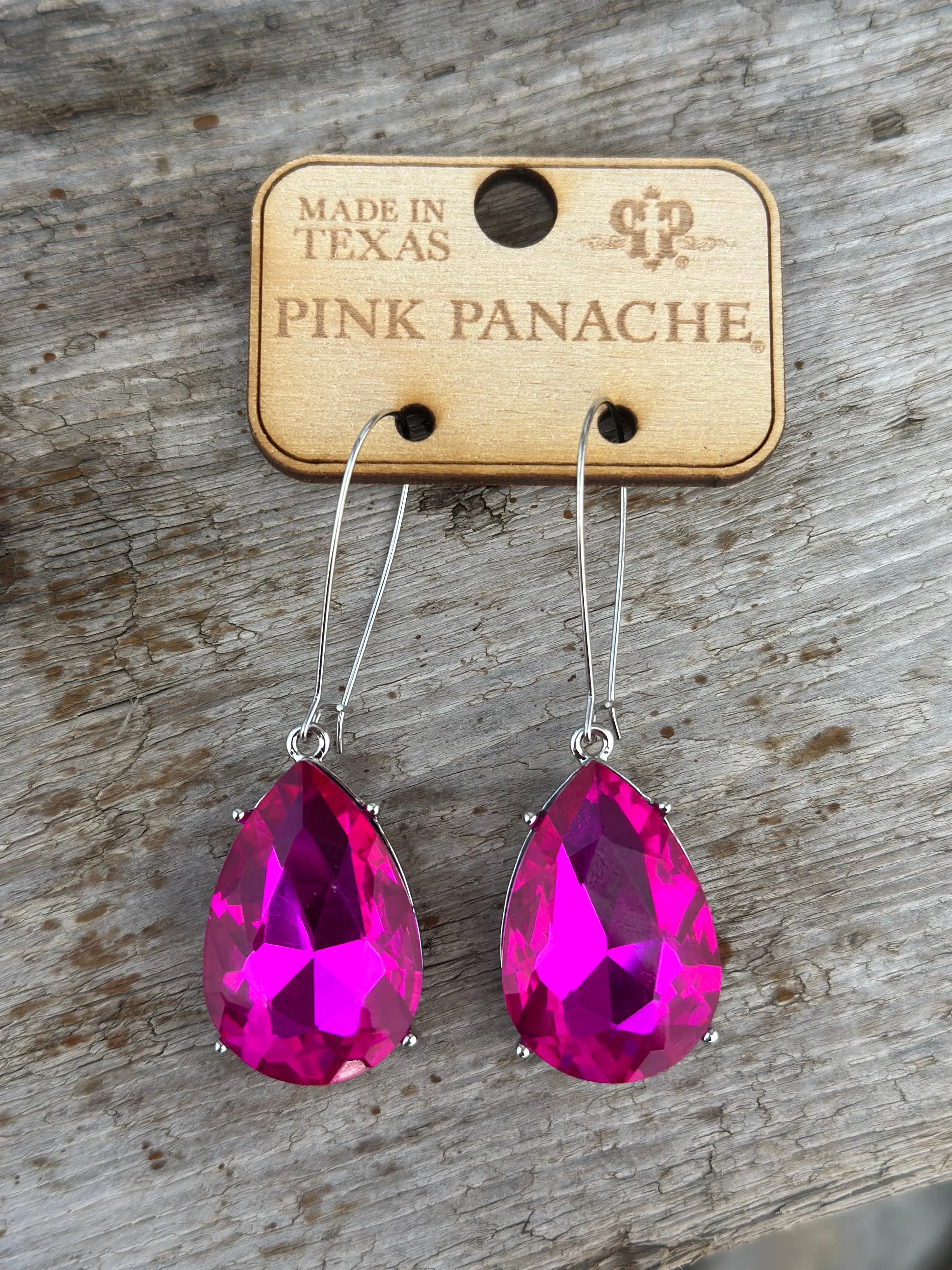 The Pink Panache Hot Pink Big Crystal Earring