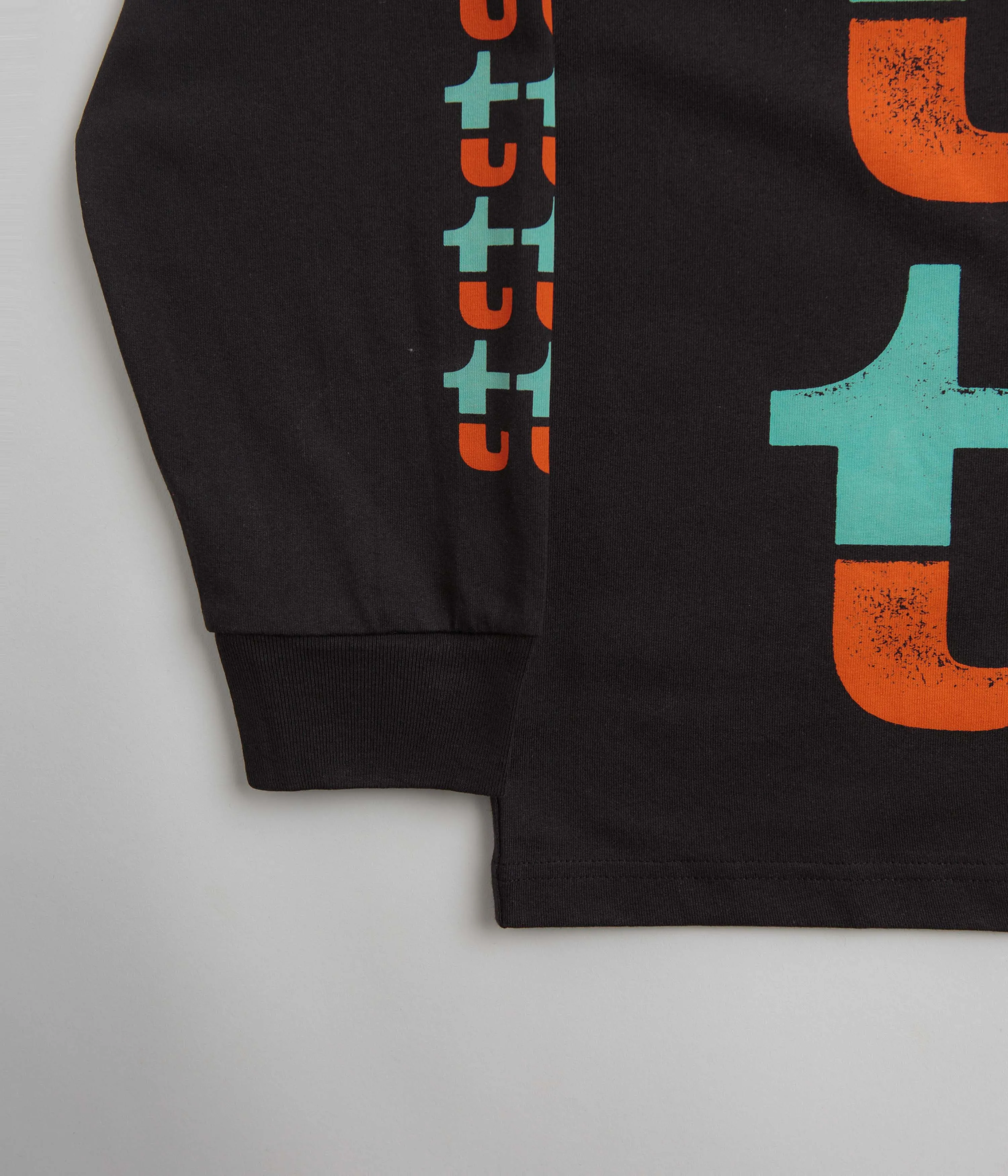 The Trilogy Tapes Orange And Turquoise Long Sleeve T-Shirt - Black