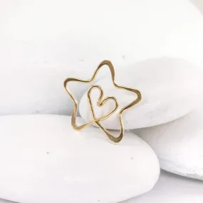 Tiny Gold Star Ornament with Tiny Heart