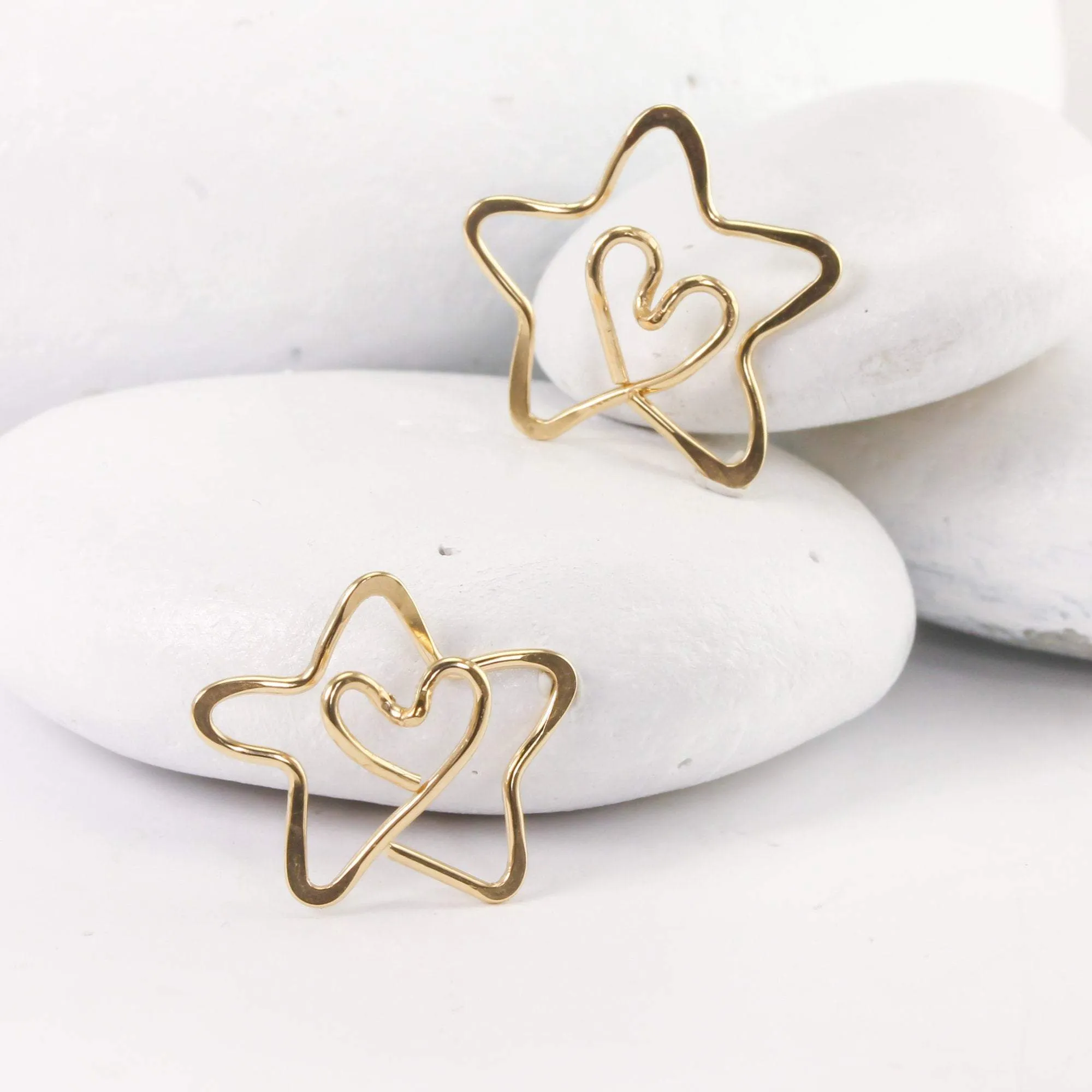 Tiny Gold Star Ornament with Tiny Heart