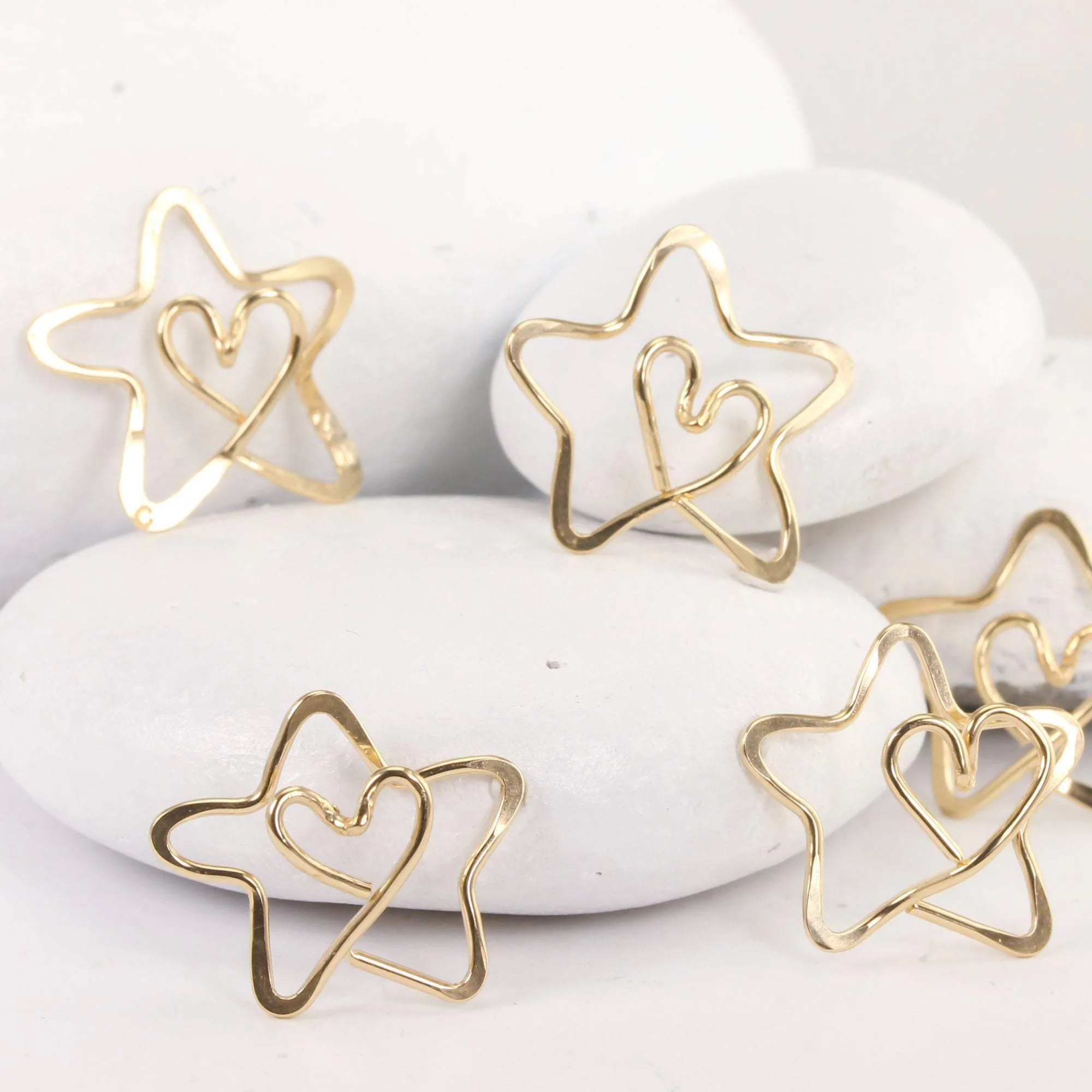 Tiny Gold Star Ornament with Tiny Heart