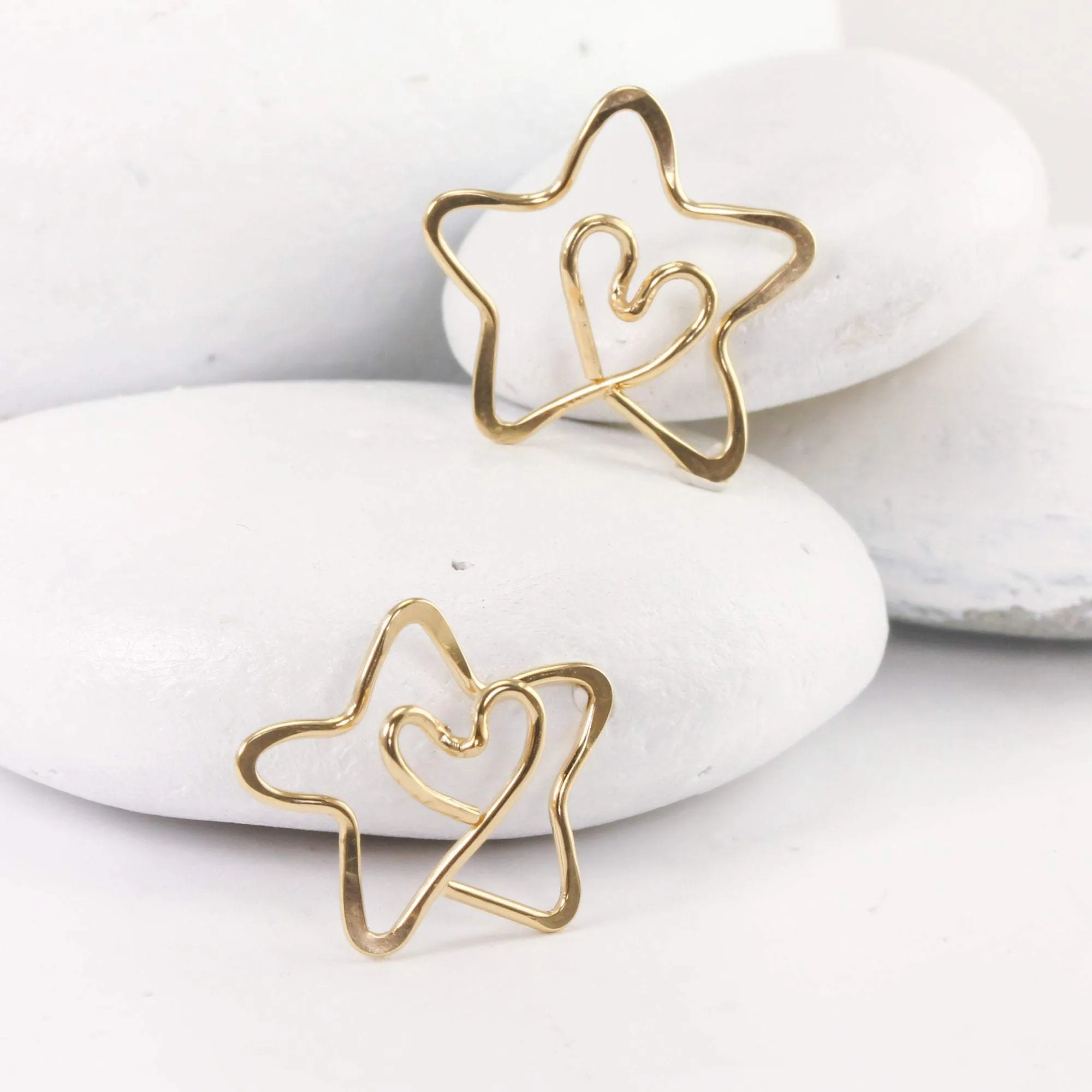 Tiny Gold Star Ornament with Tiny Heart