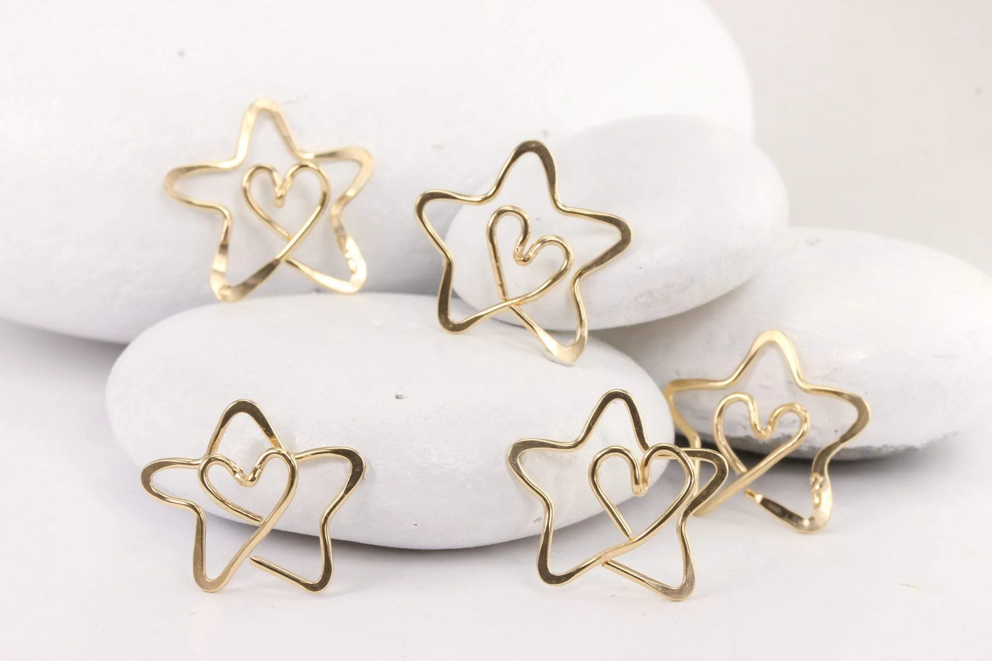 Tiny Gold Star Ornament with Tiny Heart