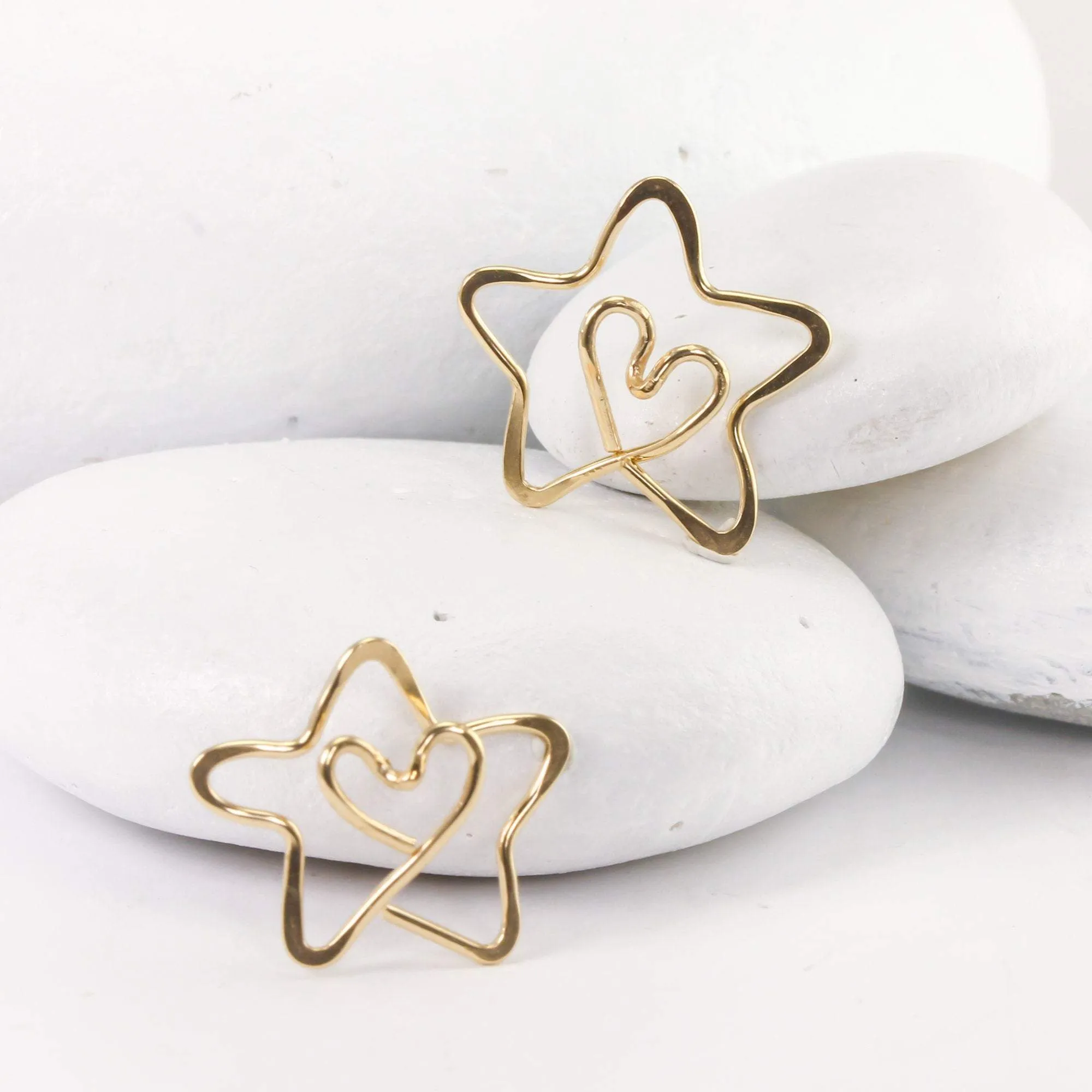 Tiny Gold Star Ornament with Tiny Heart