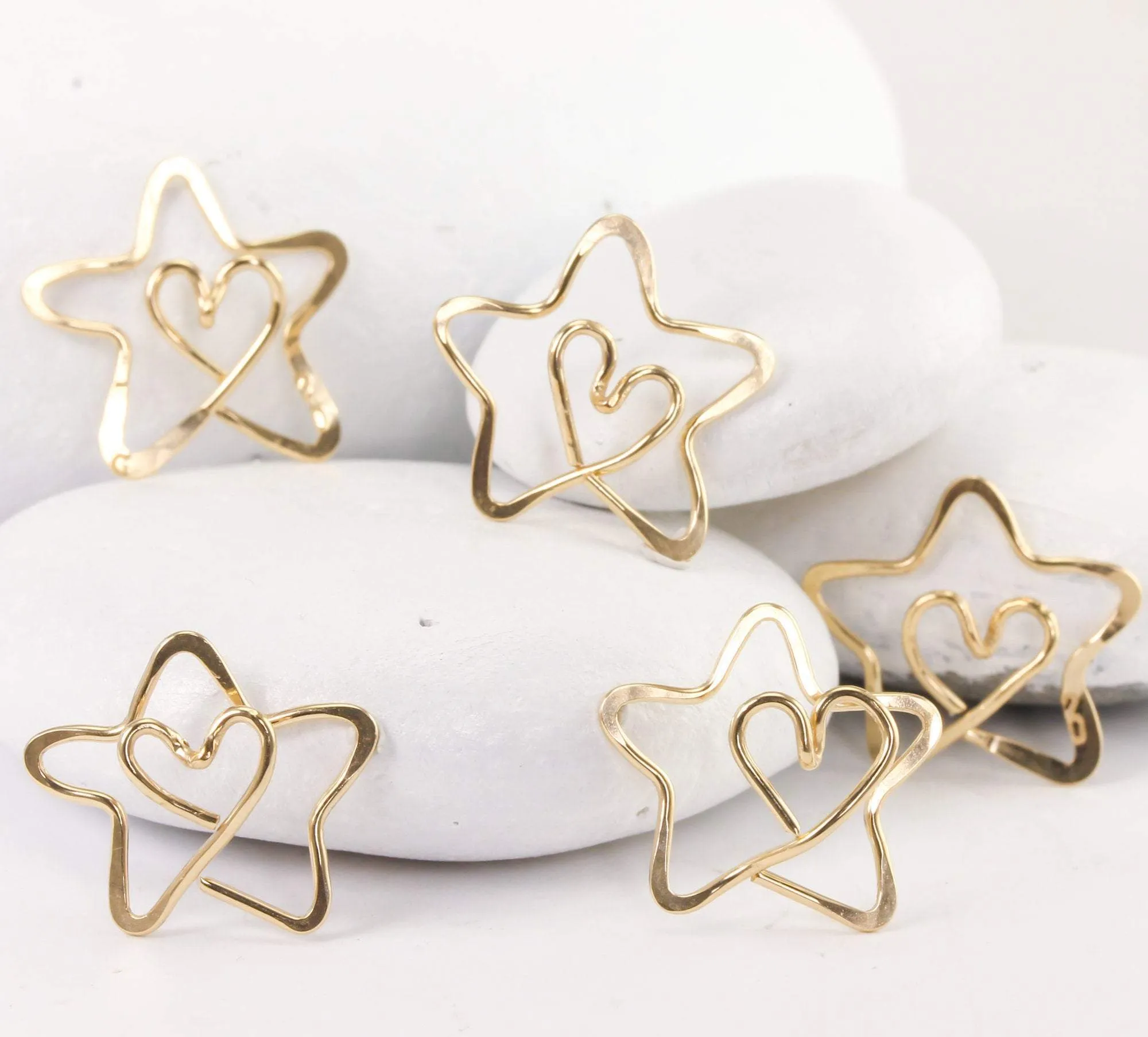 Tiny Gold Star Ornament with Tiny Heart