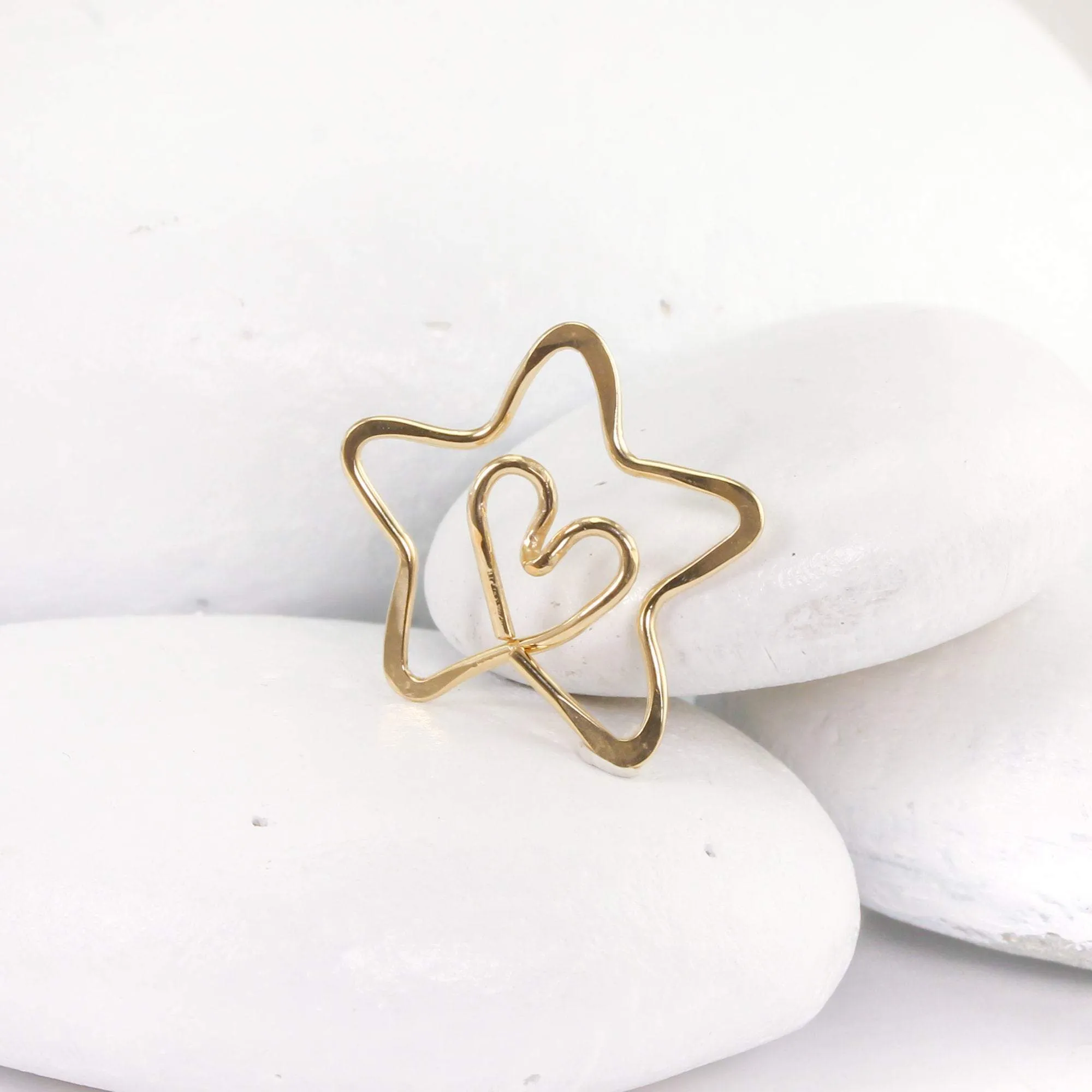 Tiny Gold Star Ornament with Tiny Heart