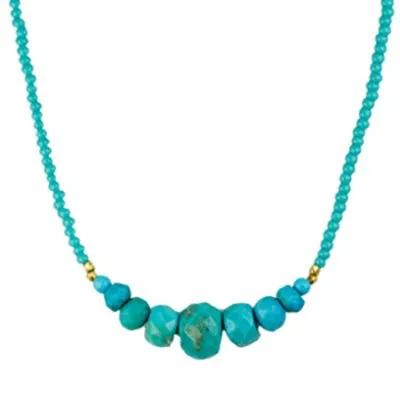 Turquoise Rondelle Station Beaded Necklace