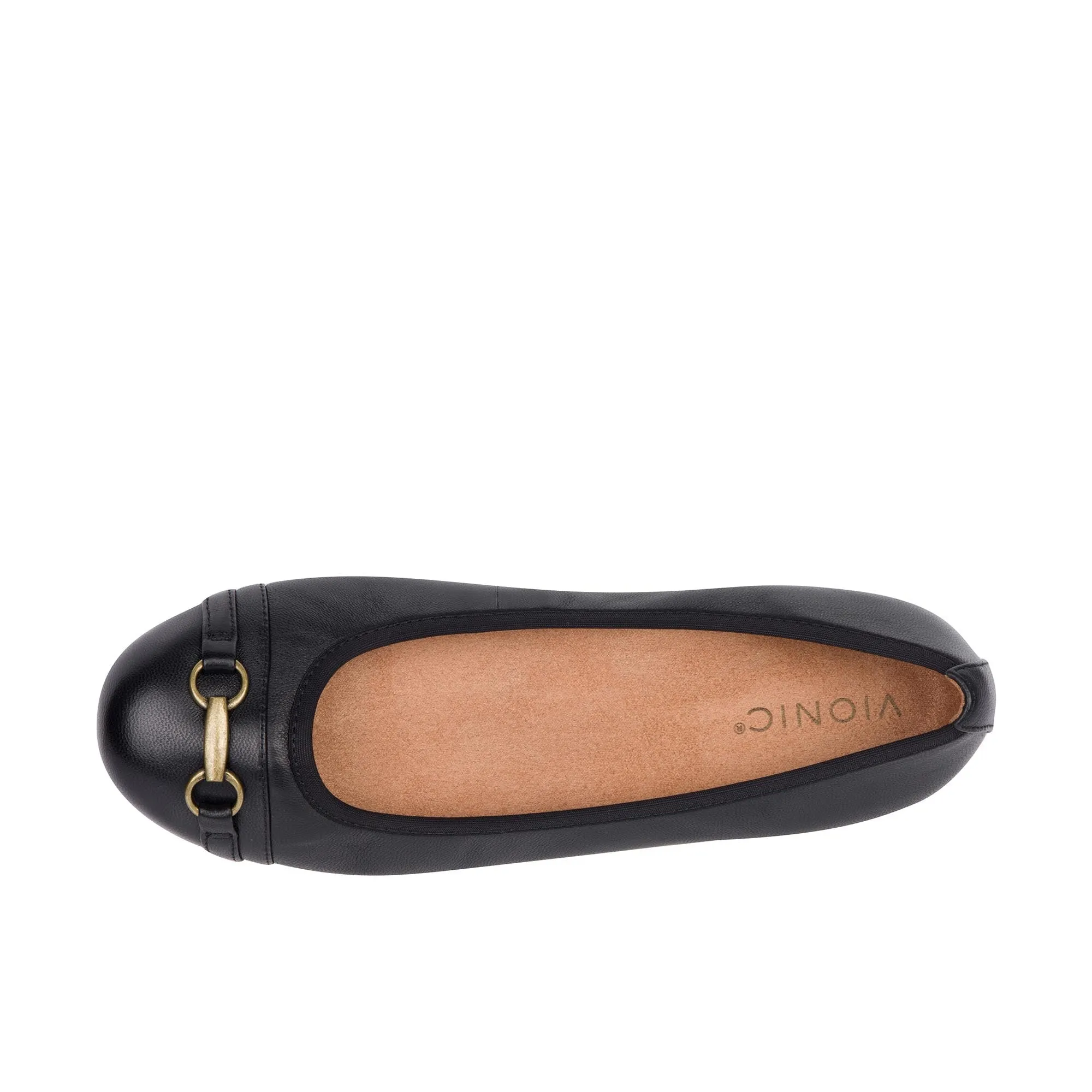 Vionic Womens Delanie Flat Black Leather