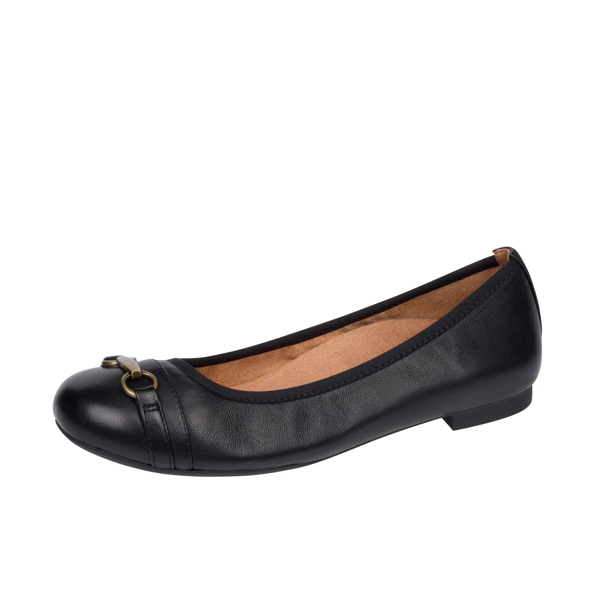 Vionic Womens Delanie Flat Black Leather