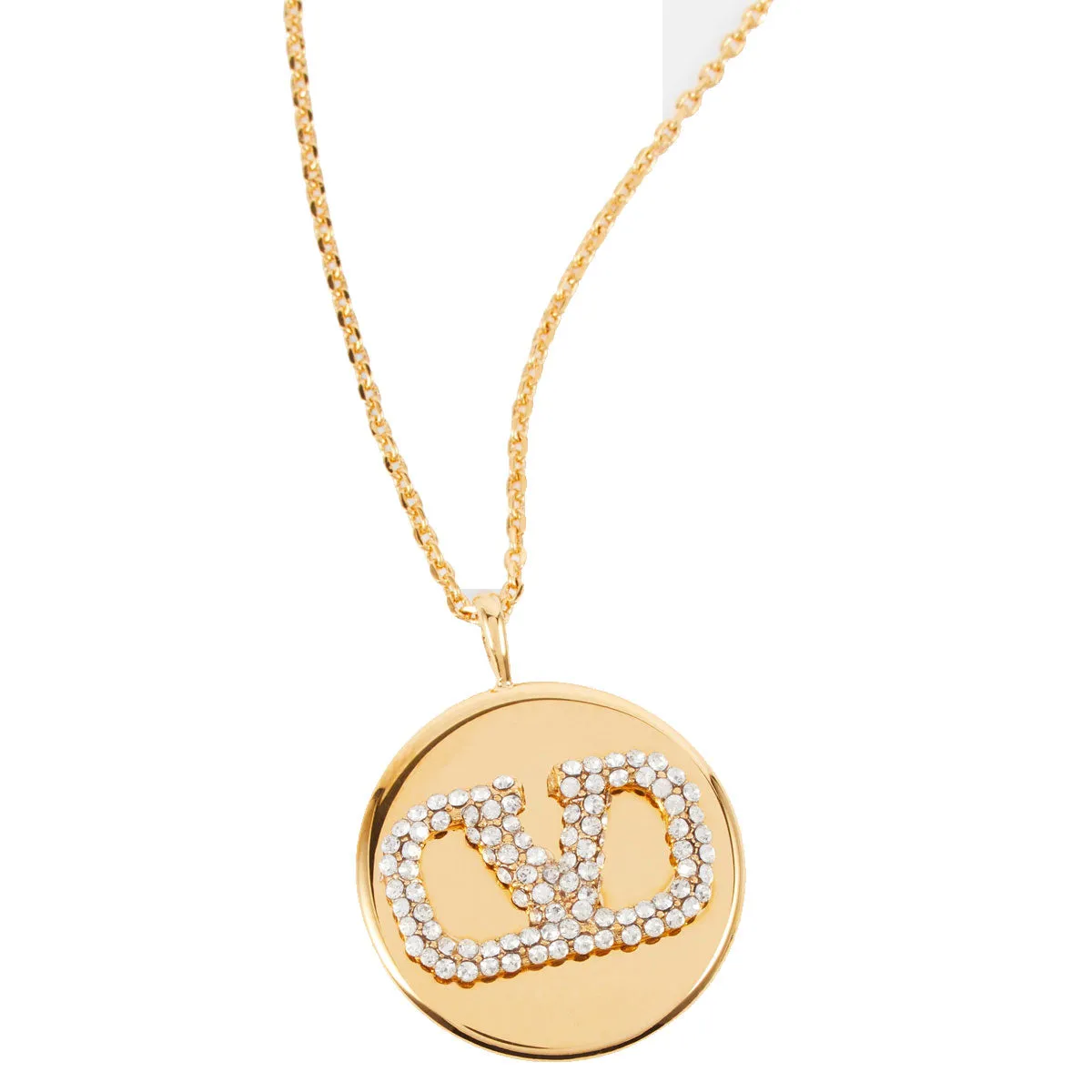 VLOGO Round Emblem Necklace, Gold