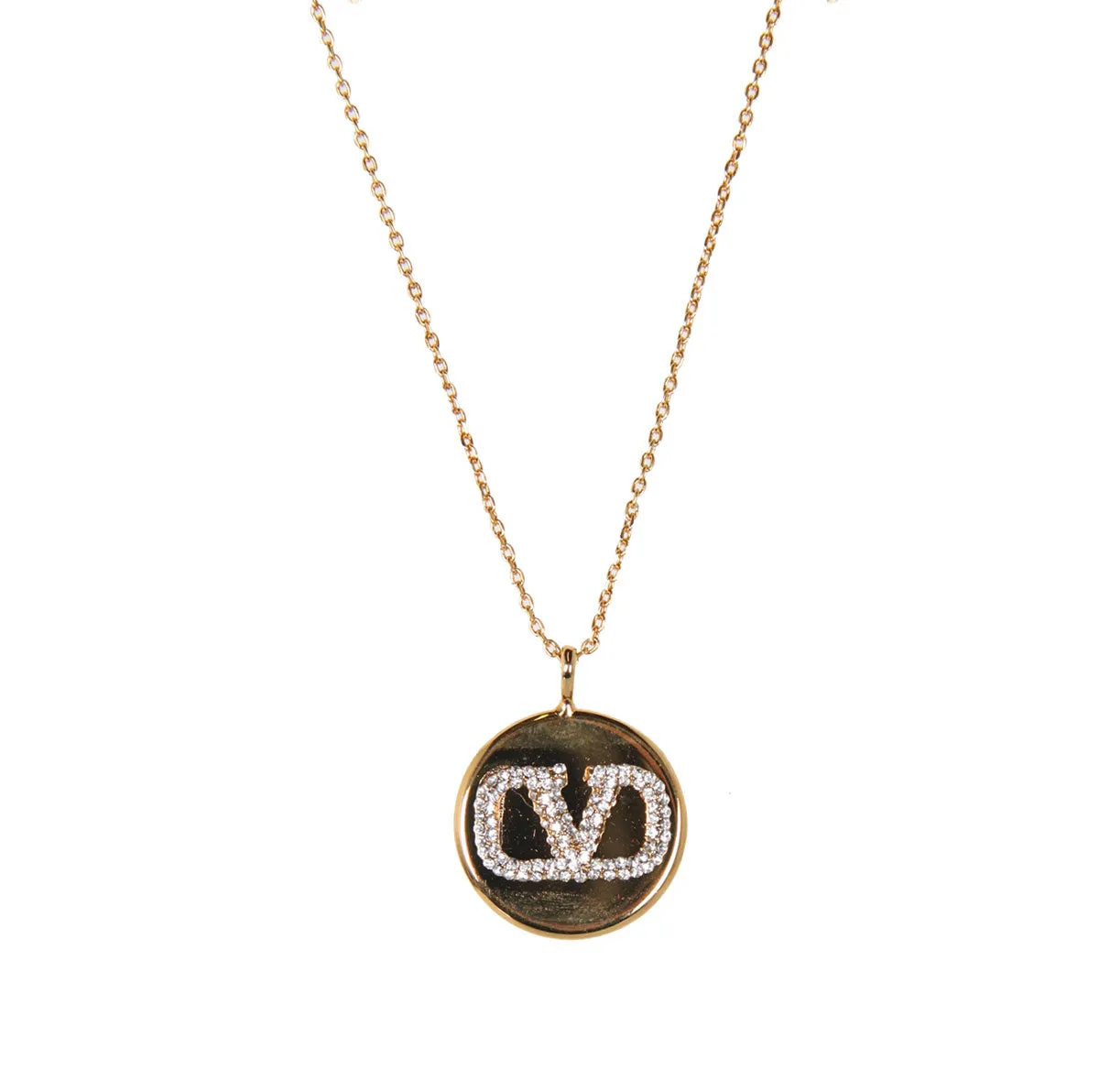 VLOGO Round Emblem Necklace, Gold