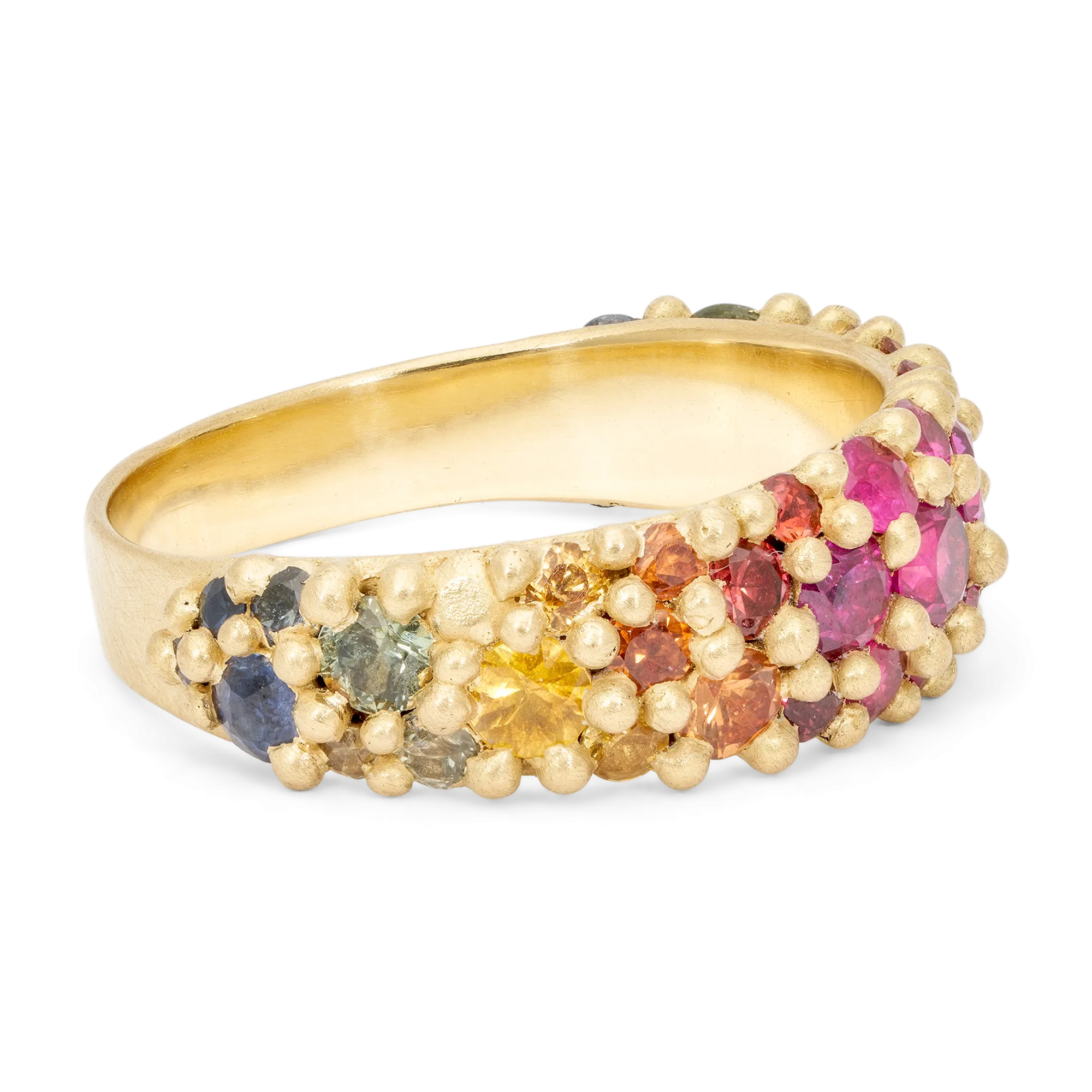 Wide Pink Rainbow River Ring - Made to Order