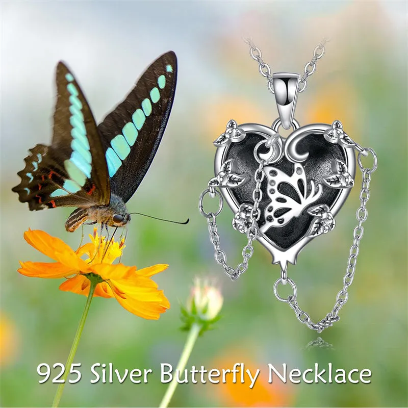 Witches Heart Pendant Necklace 925 Sterling Silver Gothic Jewelry Goth Halloween Gifts for Wome