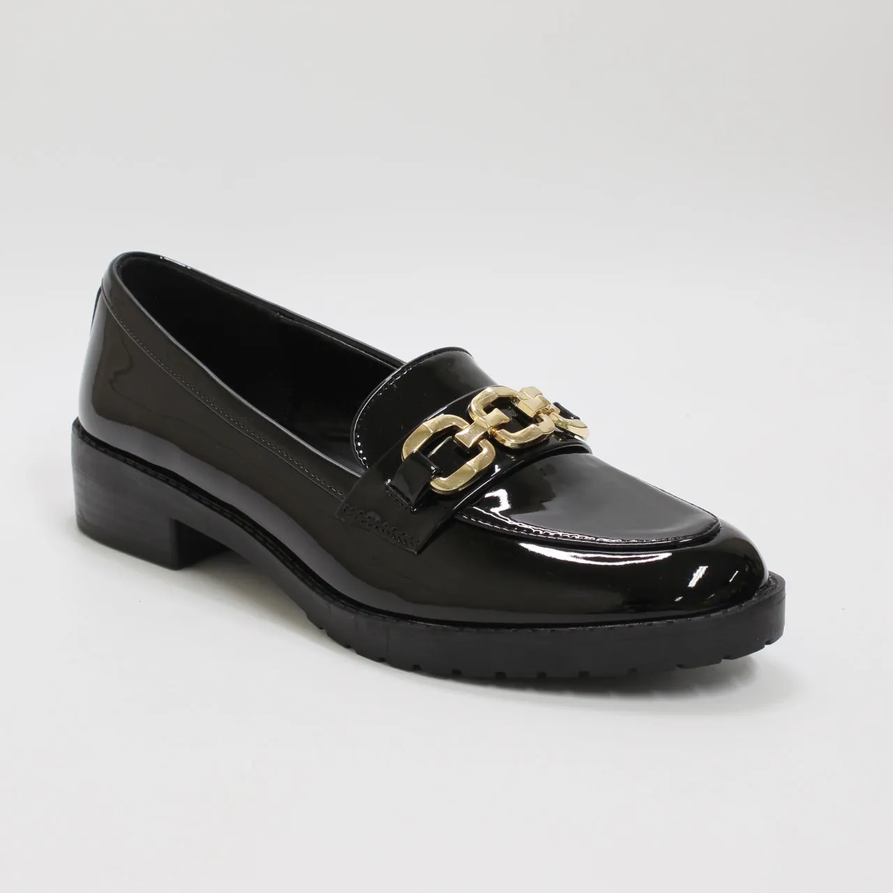 Womens Office Forget Me Not Metal Trim Loafers Black Patent